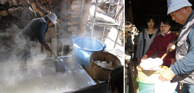 七夕村の味噌づくり「塩をつくろう」写真